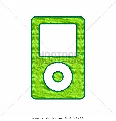 Portable music device. Vector. Lemon scribble icon on white background. Isolated