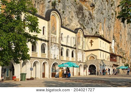 MONTENEGRO, DANILOVGRAD - AUGUST 10, 2017: View of the male Orthodox monastery Ostrog interesting place