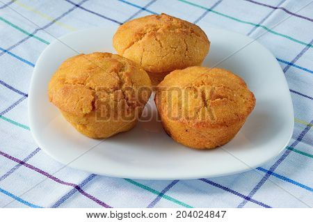 Proja - Balkan bread from corn - on a white plate