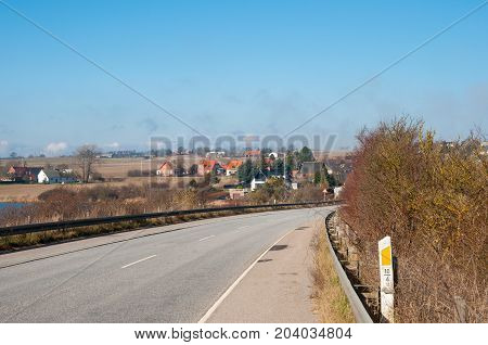 Road near Kalvehave on the Danish countryside