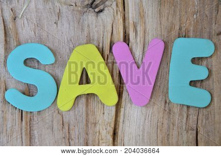 word save on a  abstract  colorful background