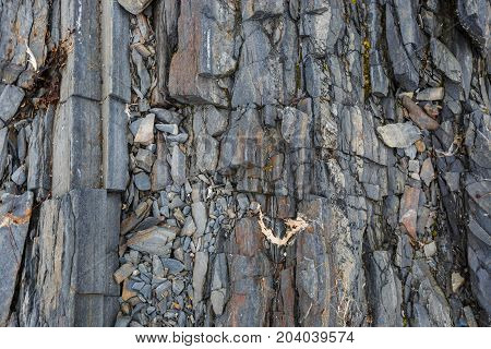 The texture of the north underwater rocks at low tide