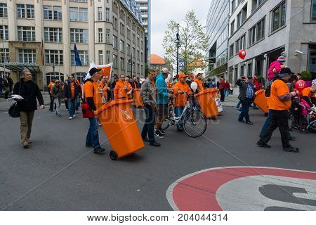 BERLIN - MAY 01 2015: Members of trade unions and the workers hold a rally on the occasion of Labour Day.