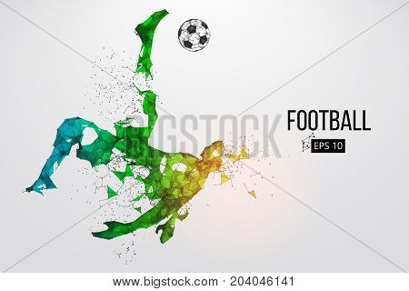 Silhouette of a football player. Dots, lines, triangles, text, color effects and background on a separate layers, color can be changed in one click. Vector illustration