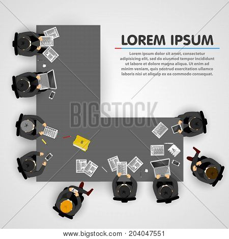 Group of business people working in office. Vector illustration