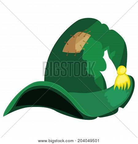 Cartoon Halloween witch hat wizard holiday magic cap costume fantasy october autumn witchcraft vector illustration. Scary magical wear spooky traditional party witchhat accessory.