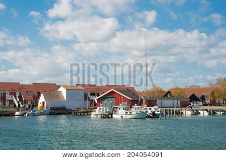 Klintholm Harbor On Island Mon In Denmark