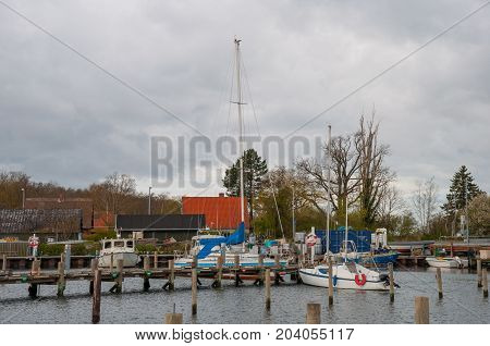 The Harbor In Town Of Guldborg On Island Of Lolland In Denmark