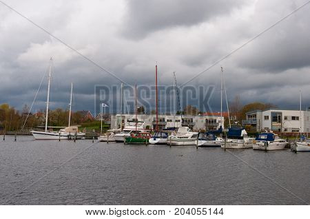 Sakskobing Harbor In Denmark