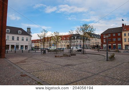 Ringsted Denmark - April 18. 2017: Downtown Ringsted In Denmark