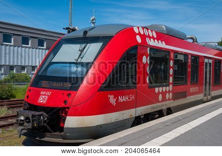 Puttgarden germany - May 25. 2017: Deutsche Bahn Regional train at Puttgarden train station