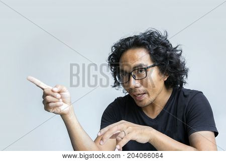 Asian Man Face Action On White