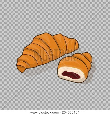 Croissant And Half A With The Stuffing Inside Isolated Vector On Transparent Background Croissant And Half A With The Stuffing Inside Isolated Vector On Transparent Background