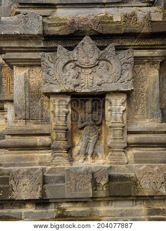Detail of Makara of Candi Siwa Shiva Temple in Prambanan temple complex. 9th century Hindu temple compound located near Yogyakarta on Central Java, Indonesia.