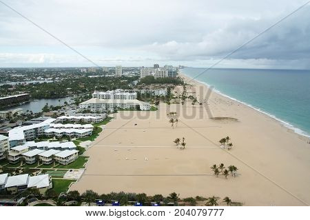 Sealine With Sand Beach In Fort Lauderdale, Usa