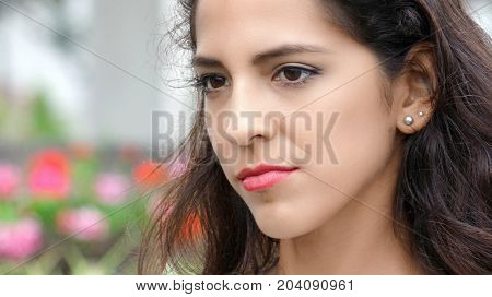 Close Up of a Worrisome Young Female
