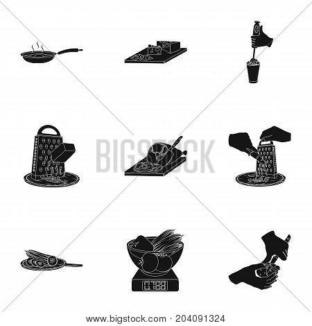 equipment, appliance, kitchen and other  icon in black style. piece, Smoked meat, delicacy icons in set collection.