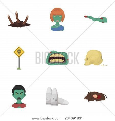 Apocalypse , killed, survival, and other  icon in cartoon style.Terrible, genus, bullet, icons in set collection.