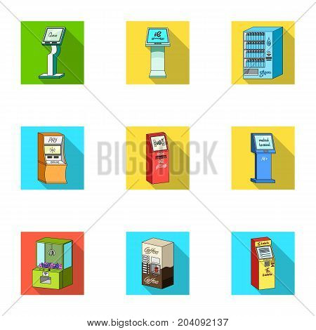 ATM, coffee machine, information apparatus and other types of terminals. Terminals set collection icons in flat style isometric vector symbol stock illustration .