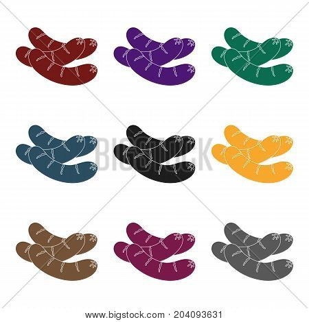 Grilled sausages.BBQ single icon in black style vector symbol stock illustration .