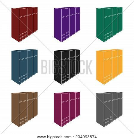 A large bedroom wardrobe with mirrow and lots of drawers and cells.Bedroom furniture single icon in black style vector symbol stock  illustration.