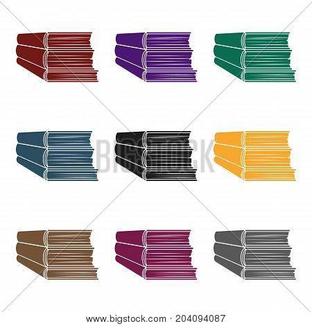 Stack of books icon in black design isolated on white background. Books symbol stock vector illustration.