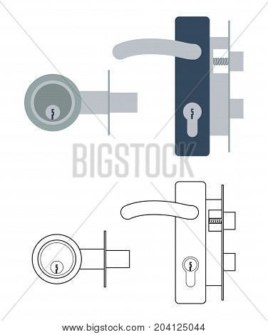 Door lock mechanism with handle and with dead bolt