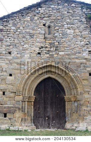 Old Entrance Of The Church Of Santa Maria De Lillet  In La Poble De Lillet, Bergueda,