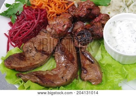 grilled blets and vegetables close up healthy eating
