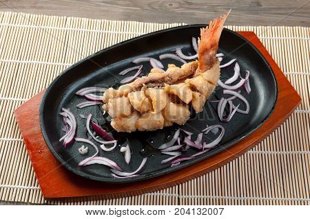 chinese cuisine .burning rockfish  close up meal