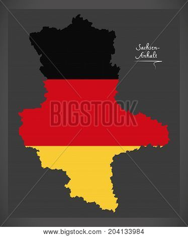Sachsen-anhalt Map Of Germany With German National Flag Illustration