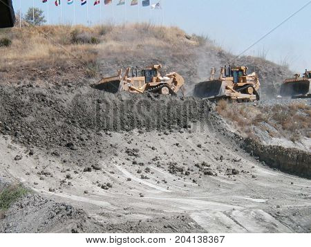 Large Buldozers Working