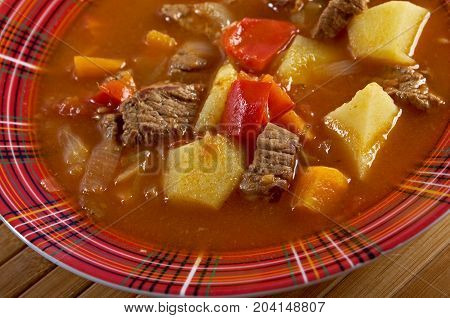 Traditional Bulgarian soup chorba. hurpa soup  , close up traditional meal