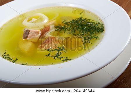 Ukha With Sterlet , Salmon .