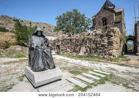 Armenia. The monastery complex Goshavank. Monument to the founder of the monastery Mkhitar Gosh.