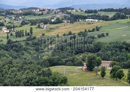 Summer landscape along the road from Serramazzoni to San Dalmazio (Modena Emilia Romagna Italy) at summer