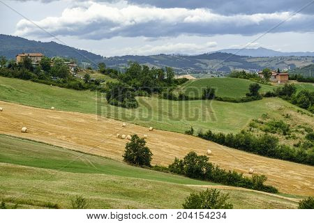 Summer landscape along the road from Maranello to Serramazzoni (Modena Emilia Romagna Italy) at summer