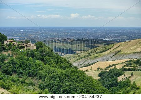 Summer landscape along the road from Maranello to Serramazzoni (Modena Emilia Romagna Italy) at summer