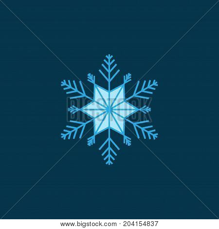 Silhouette blue snowflake on blue background. Snowflake icon. Snow flake sign. Symbol of winter decoration and Christmas holiday season. Isolated design graphic element. Flat vector illustration