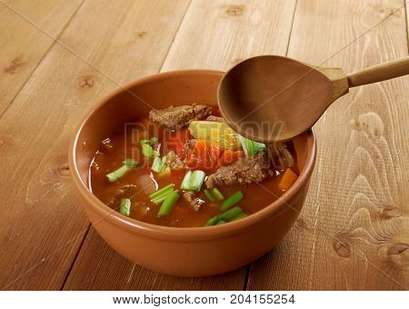 Traditional Bulgarian soup chorba.shurpa soup  , close up