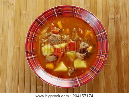 Traditional Bulgarian soup chorba.shurpa soup , close up meal