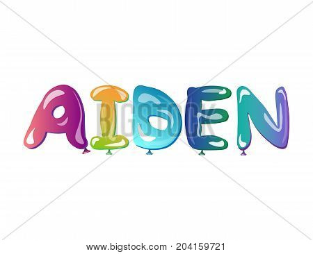 Aiden male name text balloons. Vector illustration