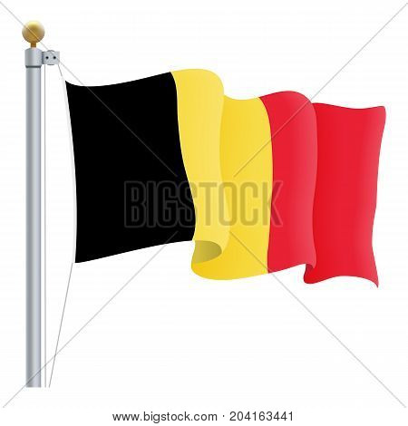 Waving Belgium Flag Isolated On A White Background. Vector Illustration. Official Colors And Proportion. Independence Day