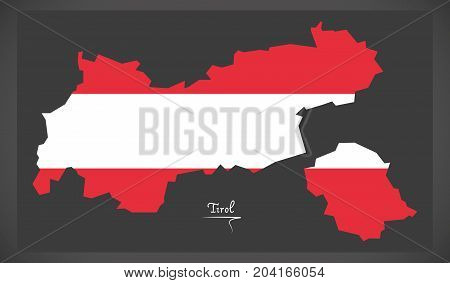 Tirol Map Of Austria With Austrian National Flag Illustration
