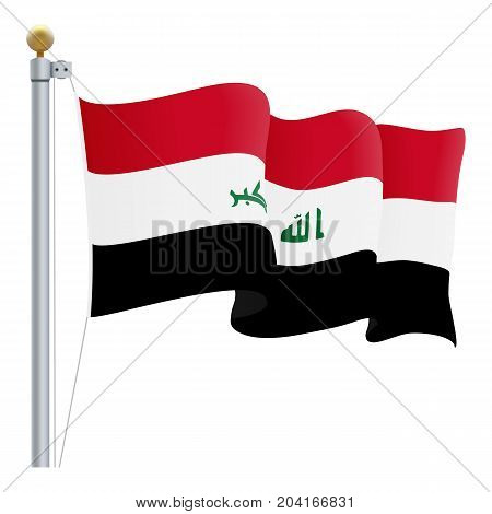 Waving Iraq Flag Isolated On A White Background. Vector Illustration. Official Colors And Proportion. Independence Day
