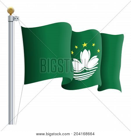 Waving Macau Flag Isolated On A White Background. Vector Illustration. Official Colors And Proportion. Independence Day