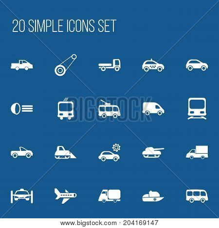 Set Of 20 Editable Shipment Icons. Includes Symbols Such As Hatchback, Garage, Drophead Coupe And More