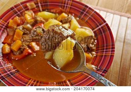 Traditional Bulgarian soup chorba.shurpa soup close up traditional meal
