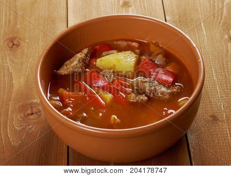 Traditional Bulgarian soup chorba.shurpa soup close up meal