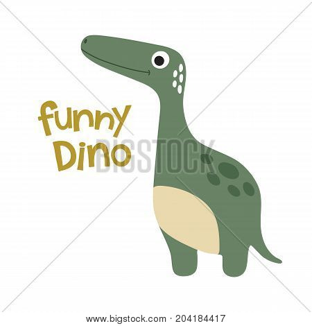 Cute cartoon dino vector illustration. Funny dino